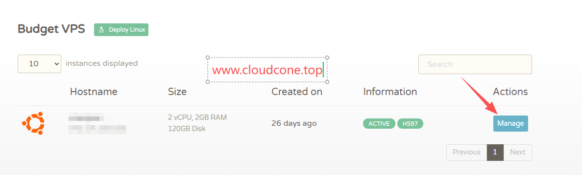 CloudCone VPS实例列表